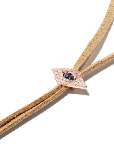 Shop Diane Kordas 18kt Rose Gold Evil Eye Sapphire And Diamond Bolo Necklace In Pink