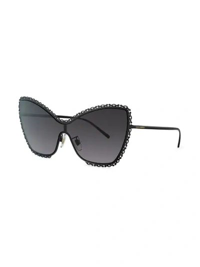 Shop Dolce & Gabbana Oversize Filigree Frame Sunglasses In Black