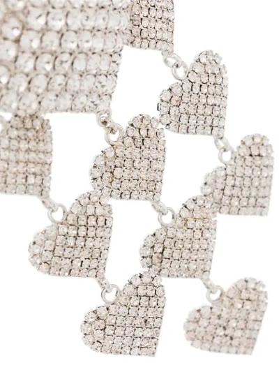 Shop Alessandra Rich Heart Crystal Earrings In Metallic