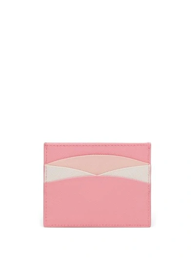 Shop Prada Logo Plaque Card Holder In Pink