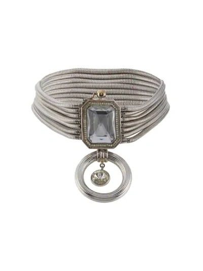 Pre-owned Gianfranco Ferre 2000s Multi-chain Choker Necklace In Silver