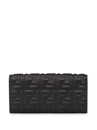 Shop Fendi Baguette Continental Wallet In Black