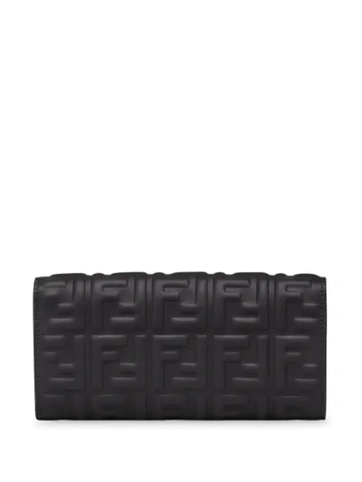 Fendi Baguette Continental Chain Wallet In Black