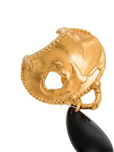 Shop Alighieri 24kt Gold-plated Bronze And Black Drop Earrings