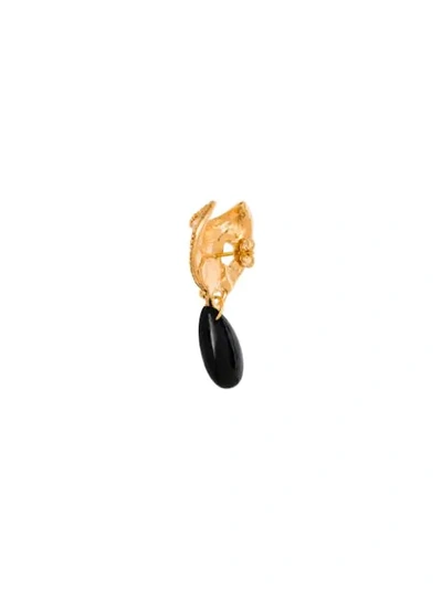 24K GOLD-PLATED BRONZE AND BLACK DROP EARRINGS