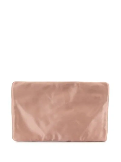 Pre-owned Prada Logo Plaque Pouch In Pink