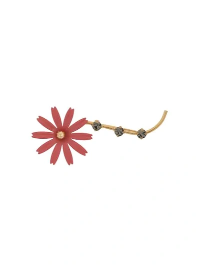 Shop Marni Floral Broach In Gold
