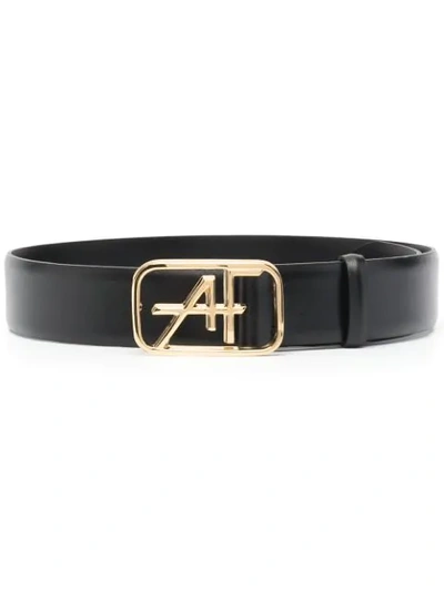 Shop Alberta Ferretti Logo-plaque Leather Belt In Black