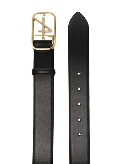Shop Alberta Ferretti Logo-plaque Leather Belt In Black