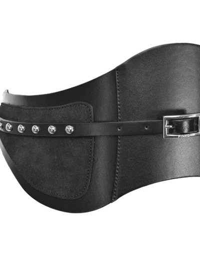 Shop Pinko Studded Waist Belt In Black