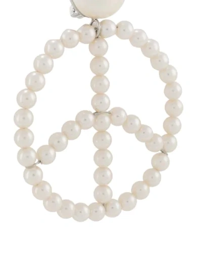 Shop Moschino Peace Pearl-embellished Pendant Earrings In White