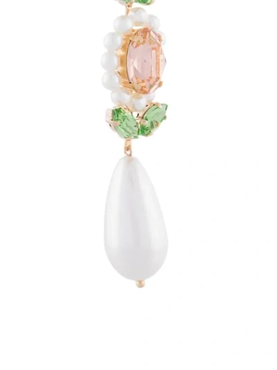 Simone Rocha Crystal Embellished Pear Drop Earrings White Green In Green
