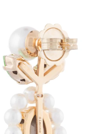 Simone Rocha Crystal Embellished Pear Drop Earrings White Green In Green