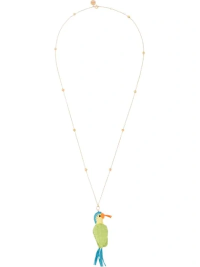 Shop Prada Bird Pendant Necklace In Green