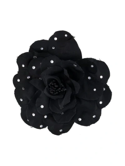 Shop Philosophy Di Lorenzo Serafini Flower Appliqué Brooch In Black