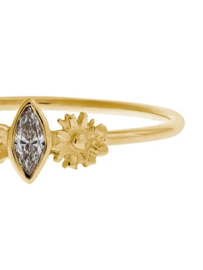 Shop Alex Monroe 18kt Yellow Gold Floral And Marquise-cut Diamond Ring