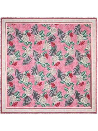 Shop Gucci Hawaiian Print Shawl In Pink