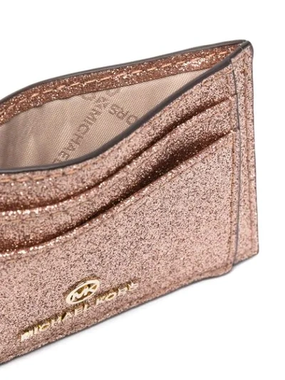 Shop Michael Michael Kors Glitter Leather Cardholder In Gold