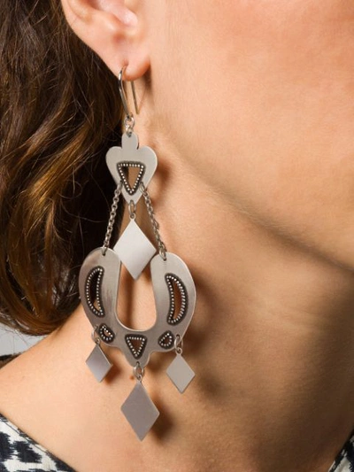 Shop Isabel Marant Geometric-detail Earrings In Silver