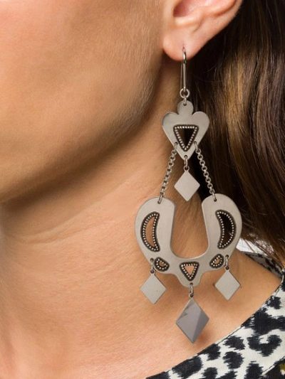 Shop Isabel Marant Geometric-detail Earrings In Silver