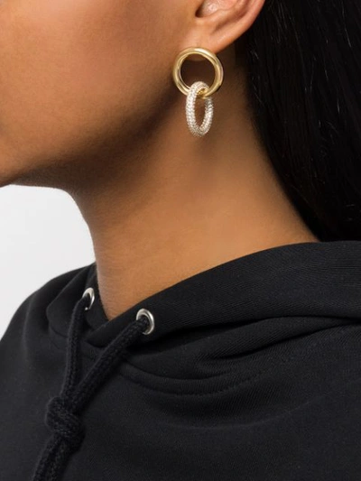 Shop Numbering Double-link Pavé Earrings In Gold