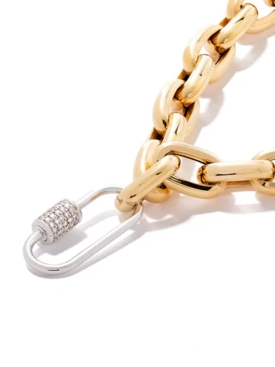Shop As29 18kt White Gold Diamond Medium Oval Carabiner And 18kt Yellow Gold 18” Bold Links Chain Necklace