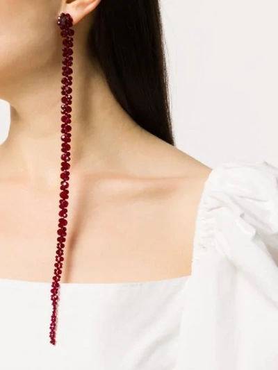 Shop Simone Rocha Crystal Beaded Drop Earrings In Red