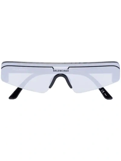 Shop Balenciaga Ski Rectangular-frame Sunglasses In Black