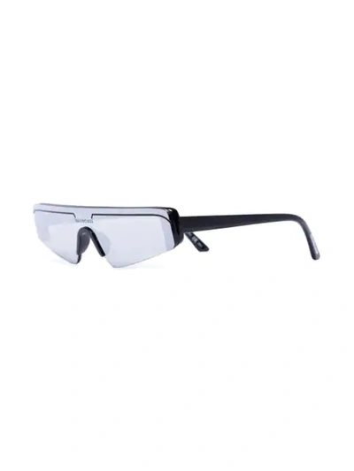 Shop Balenciaga Ski Rectangular-frame Sunglasses In Black