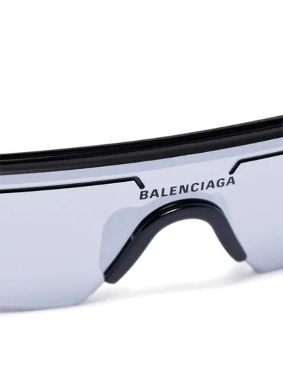 Shop Balenciaga Ski Rectangular-frame Sunglasses In Black