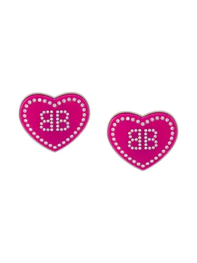 Shop Balenciaga Rhinestone Embellished Crush Earrings In Pink