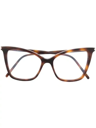 Shop Saint Laurent Sl386 Cat-eye Glasses In Brown