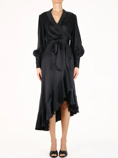 Shop Zimmermann Wrap Silk Dress Black