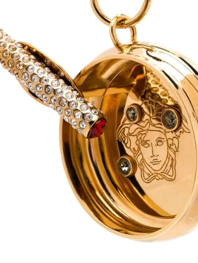 Shop Versace Crystal-embellished Medusa-motif Keyring In Gold