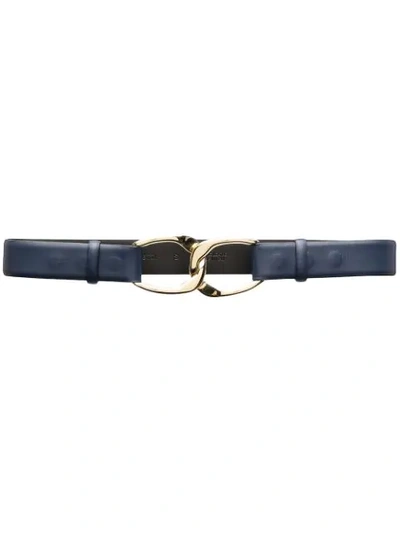 Shop Alberta Ferretti Linked-buckle Leather Belt In Blue
