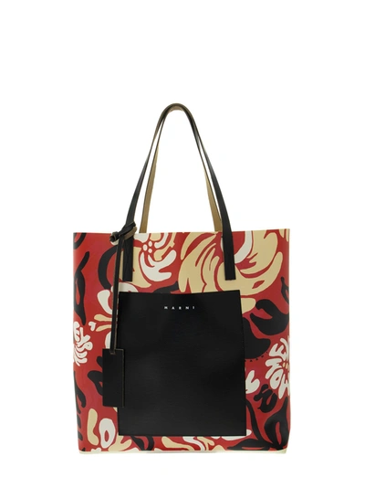 Shop Marni Shopping Bag In Printed Tech In Red