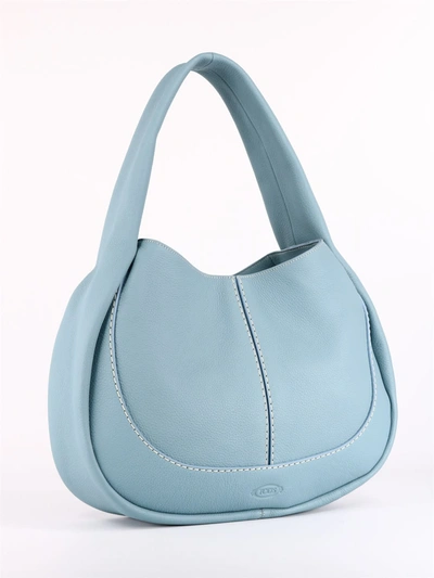 Shop Tod's Hobo Bag Medium In Light Blue