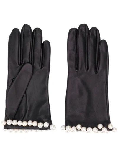 Shop Manokhi Embellished Textured Gloves In Black