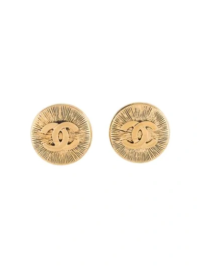 Pre-owned Chanel 1990s Cc Maxi Earrings In Gold