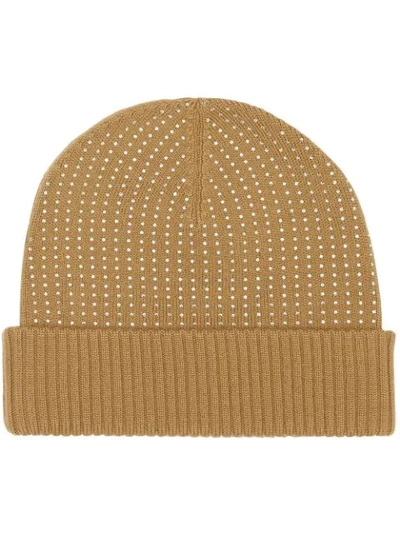 Shop Burberry Crystal-embellished Beanie In Neutrals