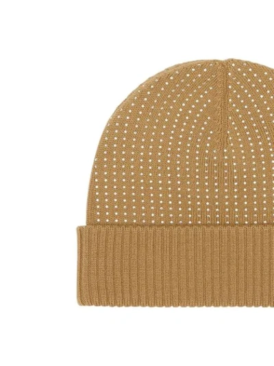 Shop Burberry Crystal-embellished Beanie In Neutrals