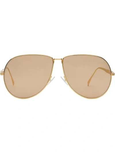 Shop Fendi Baguette Pilot-frame Sunglasses In Gold