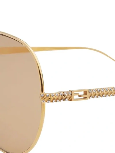 Shop Fendi Baguette Pilot-frame Sunglasses In Gold