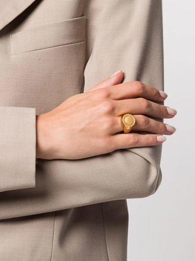 Shop Ivi Embossed Signet Ring In Gold