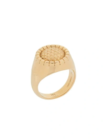 Shop Ivi Embossed Signet Ring In Gold