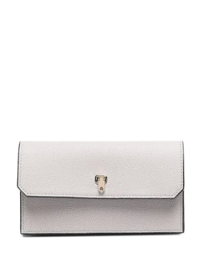 Valextra Brera Long Leather Wallet In Grey