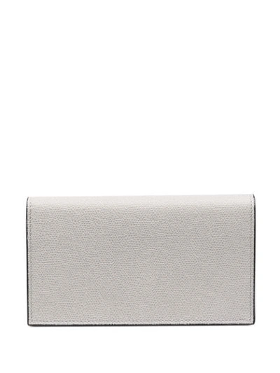 Valextra Brera Long Leather Wallet In Grey