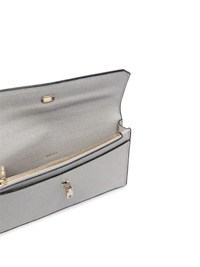 Valextra Brera Long Leather Wallet In Grey