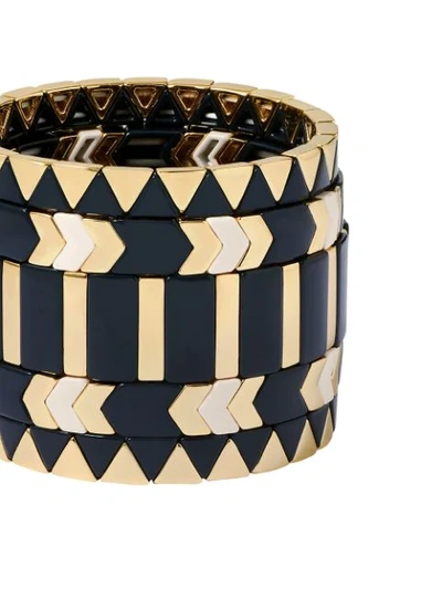 Shop Roxanne Assoulin Suit Up Set Of Five Bracelets In Black