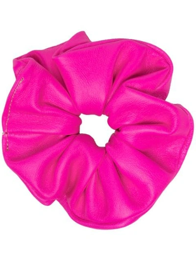 Shop Manokhi Fluorescent Leather Scrunchie In Pink